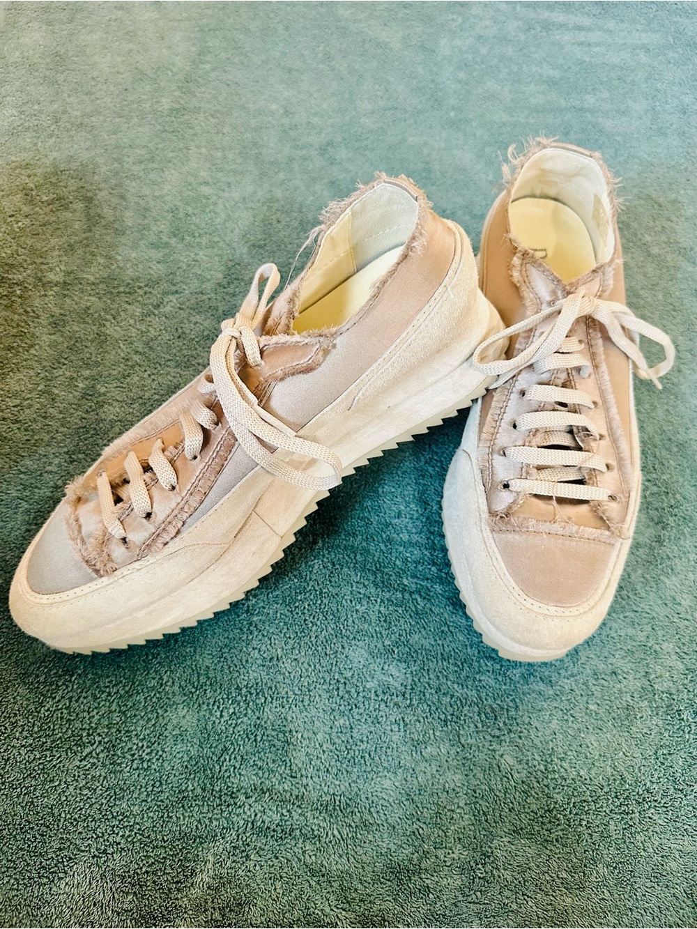 Pedro Garcia Frayed Satin Platform Sneakers Beige Cream Spain EU 39.5 - Picture 8 of 8